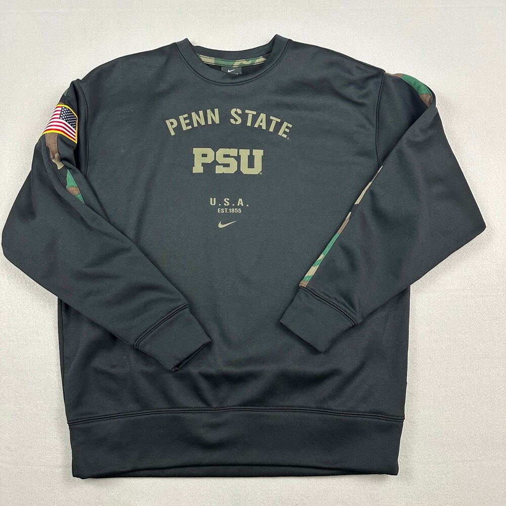 Penn State Nittany Lions Sweatshirt Men Small Black Nike PSU Sweatshirt USA Flag